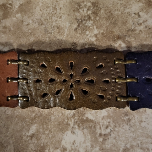 Fossil Women's M Leather Belt Floral Stations Multi Boho Southwestern Cowgirl - Picture 9 of 12